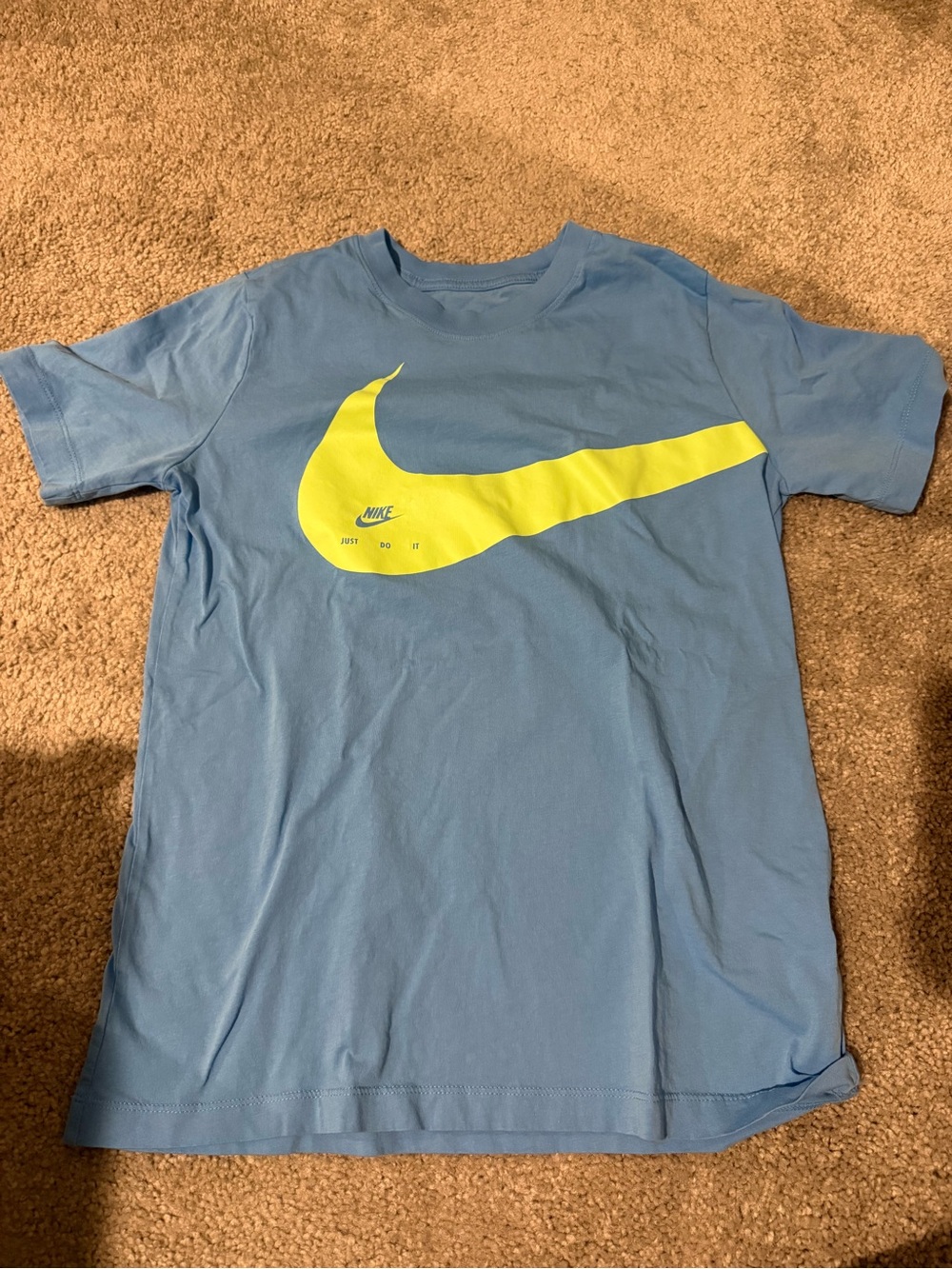 Nike Light Blue Tee with Neon Yellow Swoosh